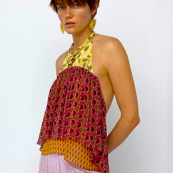 Zara Tops - ZARA printed Halter Top